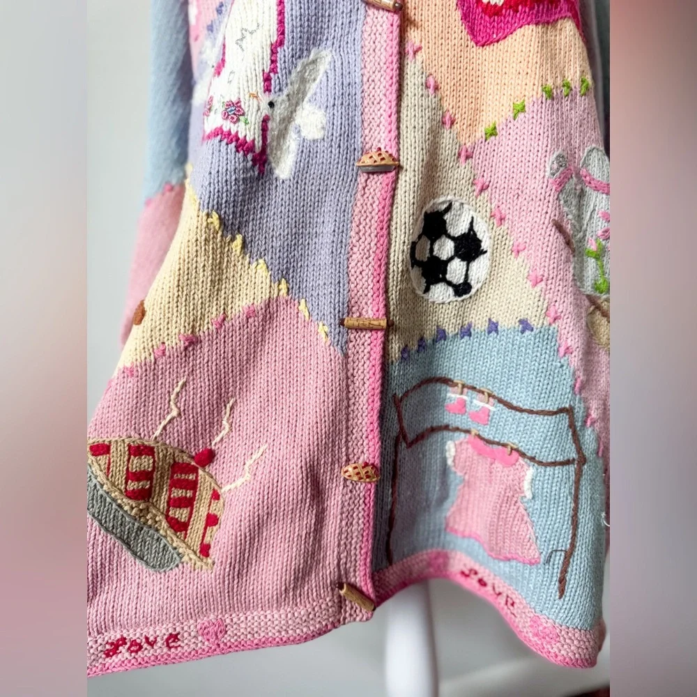 SOLD Vintage Storybook Knits Mom Themed Cardigan - Picture 5 of 8